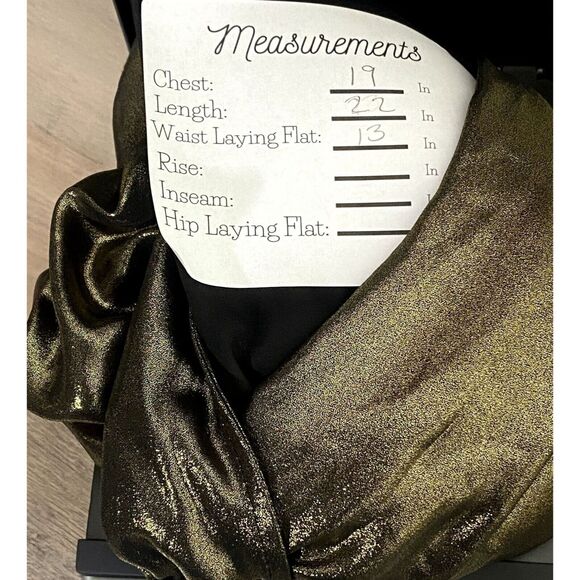 ZARA Metallic V Neck Ruched Long Sleeve Top Elastic Waist Lightweight S Gold - Picture 7 of 15